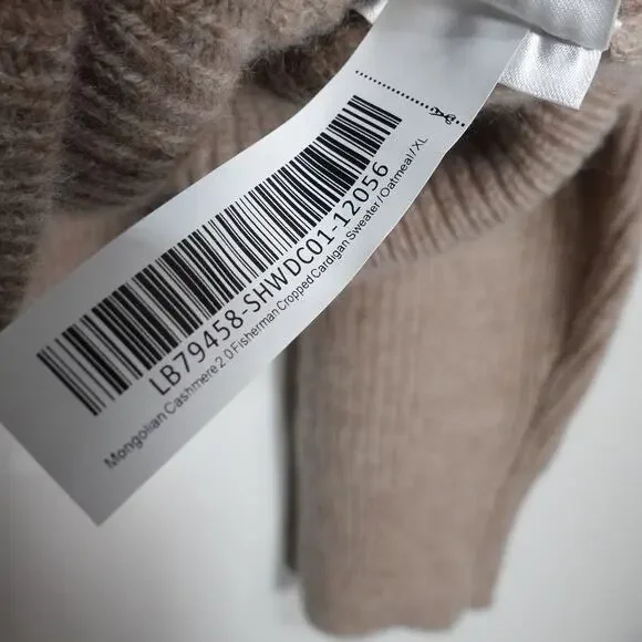 GUC Repaired Quince XL Oatmeal Mongolian Cashmere Fisherman Cropped Cardigan - Picture 9 of 12